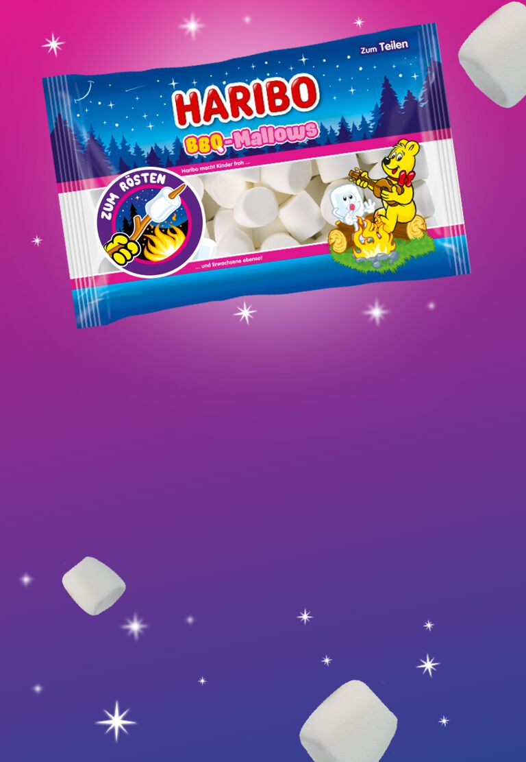 Zeigt das HARIBO Produkt BBQ Mallows im 300g Beutel