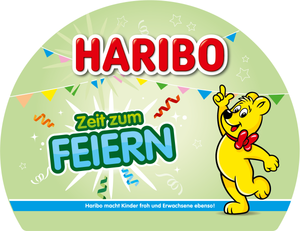 HARIBO Etikett "Zeit zum Feiern"