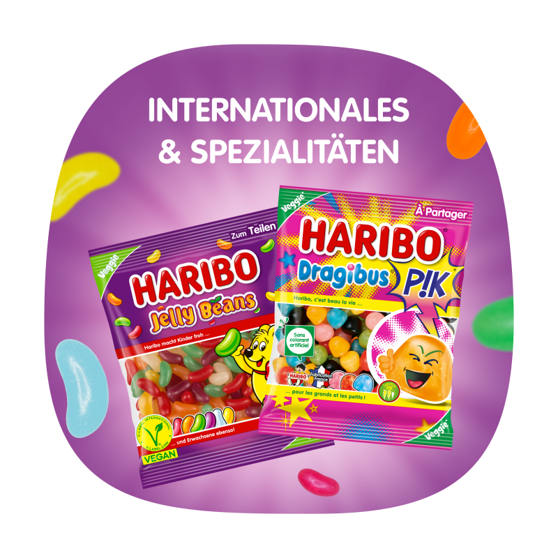 Internationales & Spezialitäten Dragibus und Jelly Beans